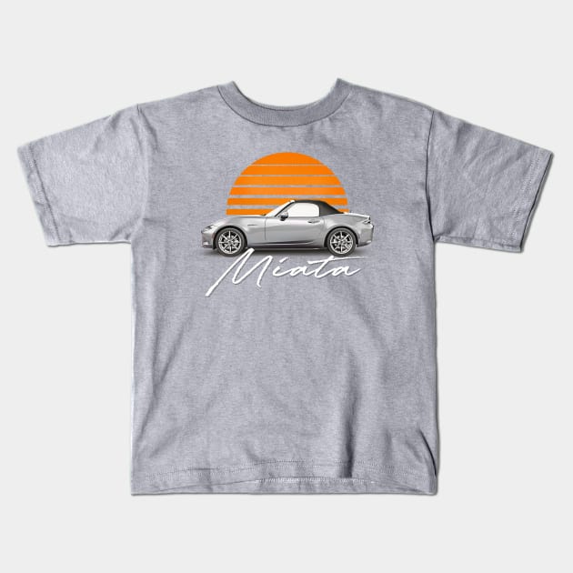 Mazda Miata \/ Retro Style Sunset Design Kids T-Shirt by DankFutura